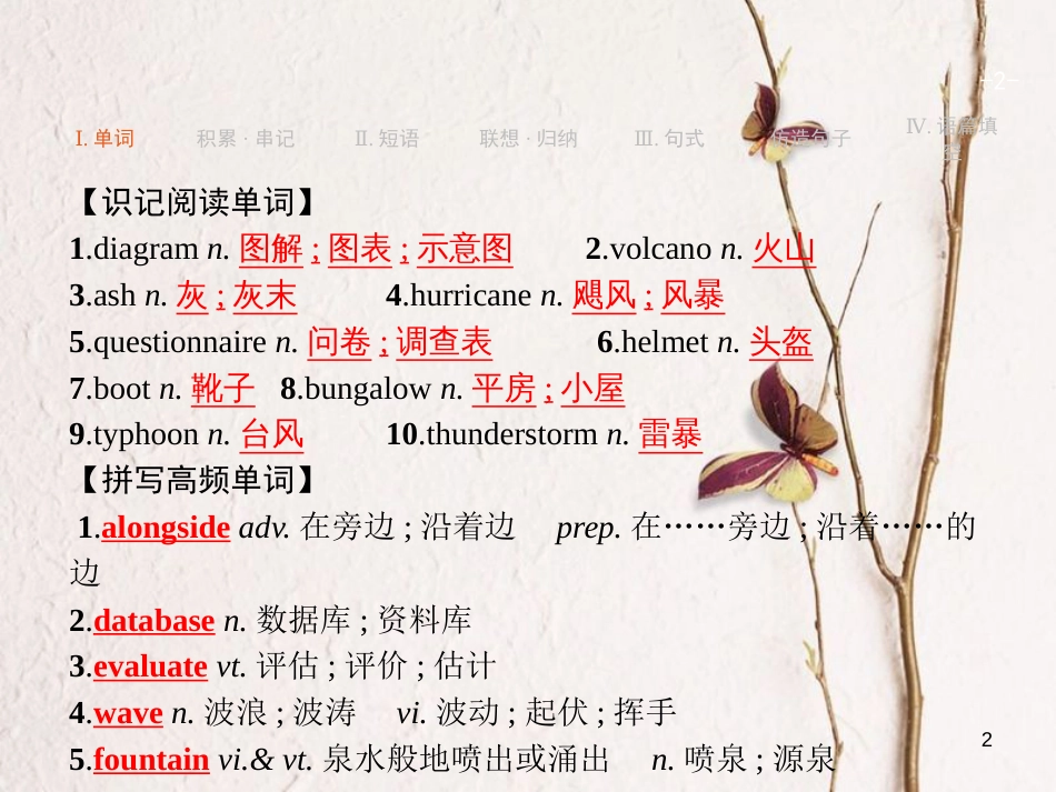 （浙江专用）2019届高三英语一轮复习 Unit 5 The power of nature课件 新人教版选修6_第2页