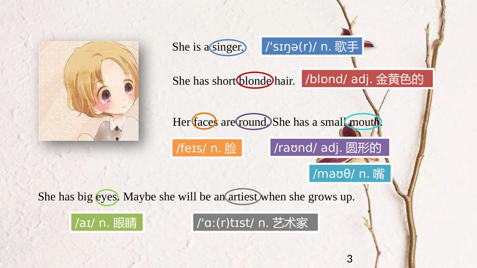 七年级英语下册 Unit 9 What does he look like Section B核心词汇课件 （新版）人教新目标版_第3页