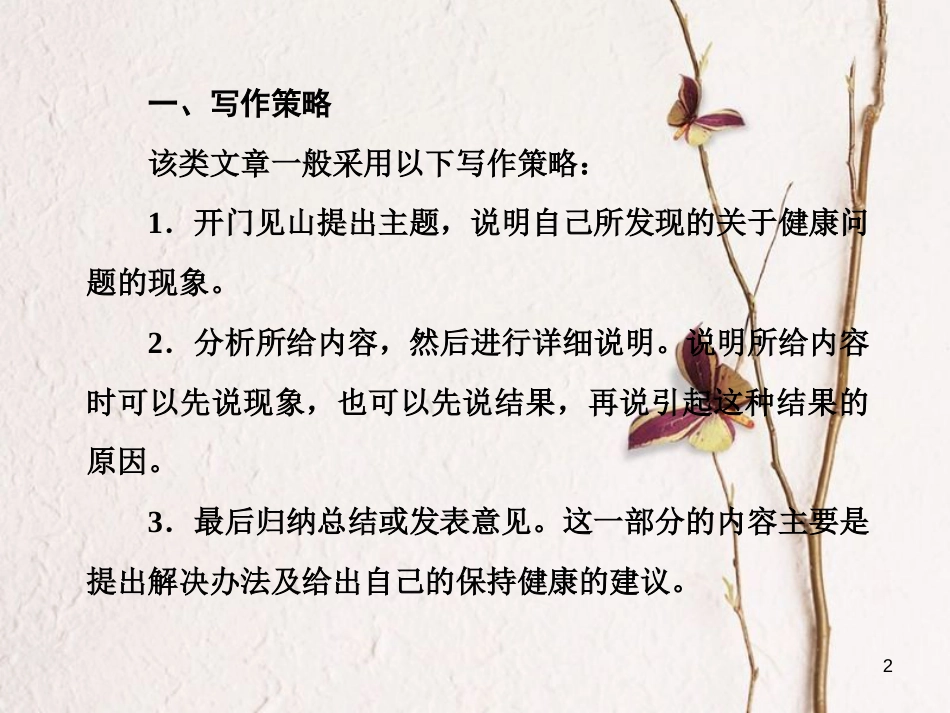 高中英语 Module 1 Our Body and Healthy HabitsSection Ⅴ Writing-有关健康生活习惯的说明文课件 外研版必修2_第2页