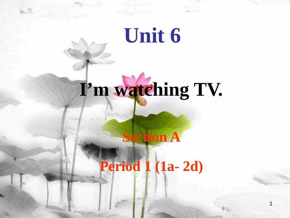 七年级英语下册 Unit 6 I’m watching TV Section A Period 1（1a-2d）课件 （新版）人教新目标版_第1页