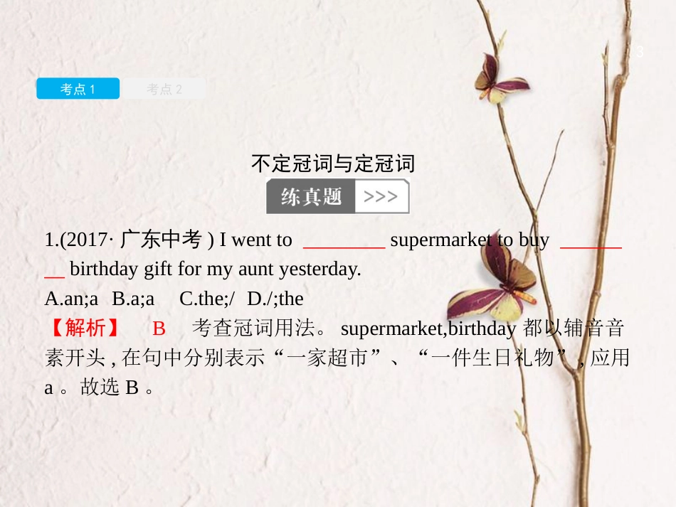 中考英语复习 第二篇 语法突破篇 专题三 冠词课件_第3页