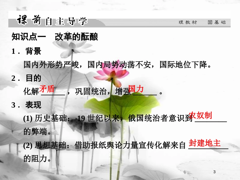 高中历史 第7单元 1861年俄国农奴制改革 第2课 农奴制改革的主要内容课件 新人教版选修1_第3页