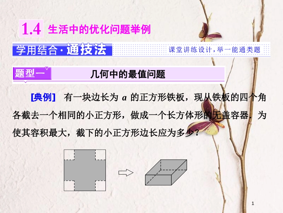 高中数学 第一章 导数及其应用 1.4 生活中的优化问题举例课件 新人教A版选修2-2_第1页