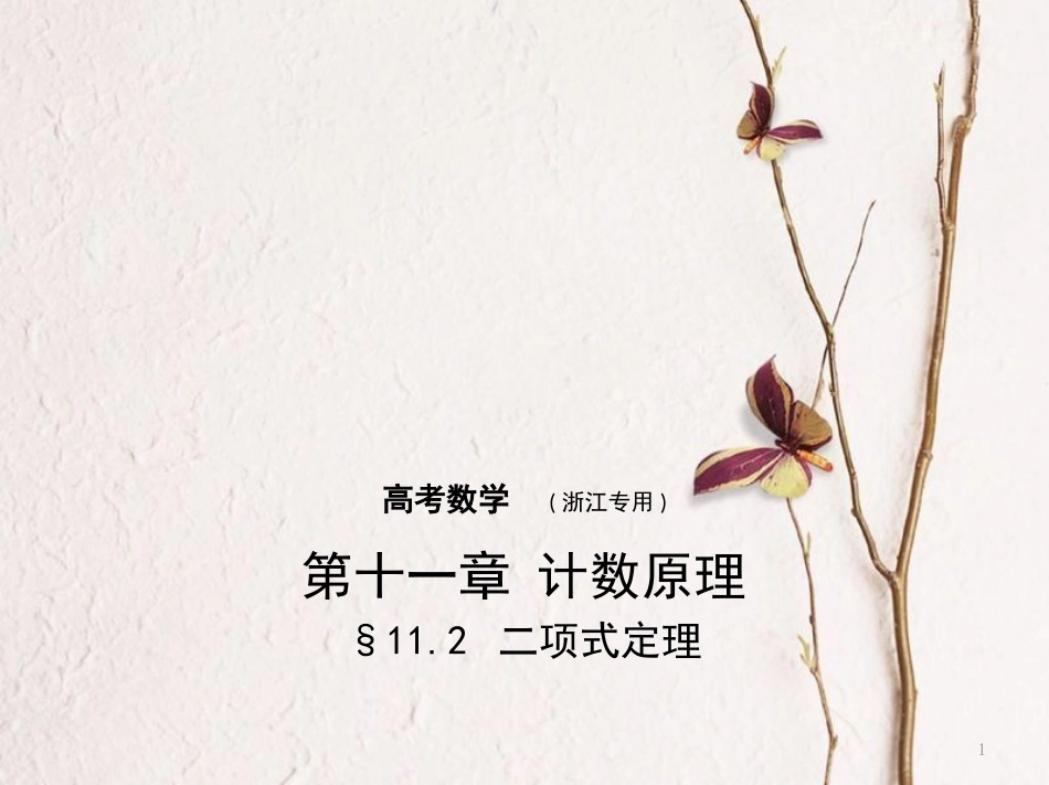 （浙江专用）高考数学一轮复习 第十一章 计数原理 11.2 二项式定理课件_第1页