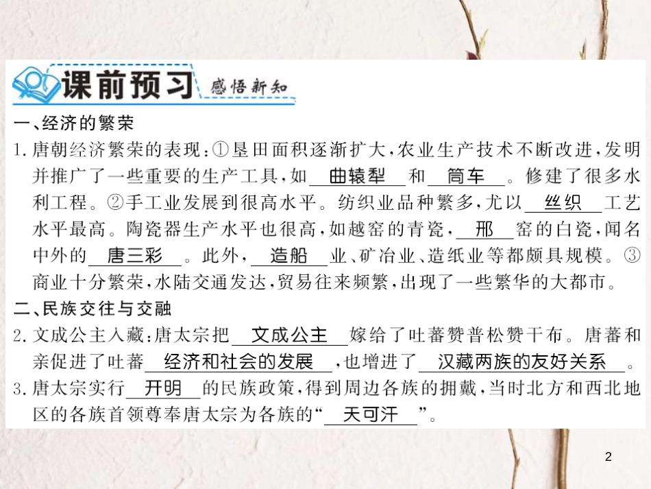 （北部湾专版）七年级历史下册 第一单元 隋唐时期：繁荣与开放的时代 第3课 盛唐气象习题课件 新人教版_第2页