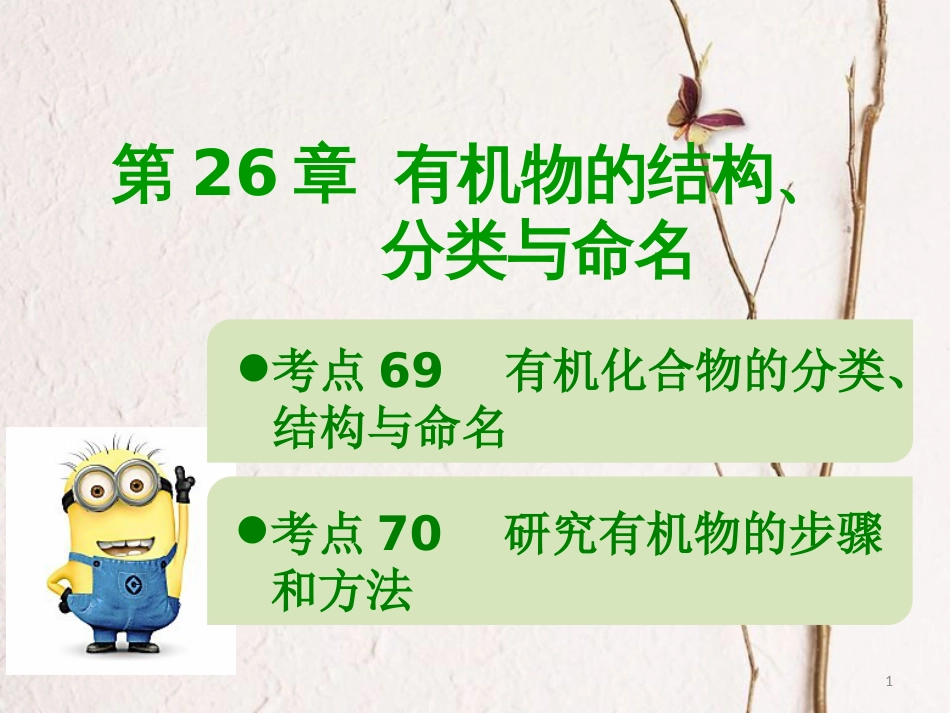 600分考点 700分考法（A版）2019版高考化学总复习 第26章 有机物的结构、分类与命名课件_第1页