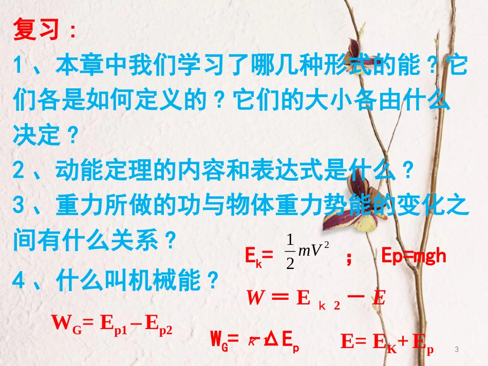 高中物理 第七章 机械能守恒定律 第八节 机械能守恒定律课件 新人教版必修2_第3页