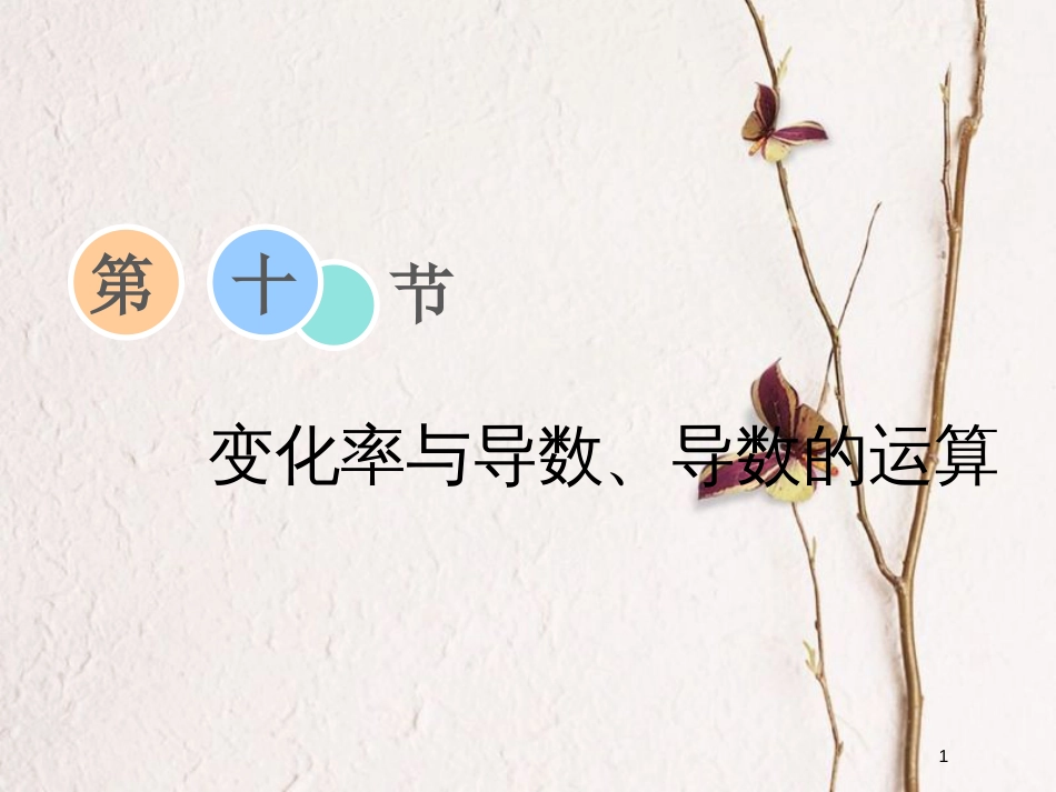 2019届高考数学一轮复习 第二章 函数、导数及其应用 第十节 变化率与导数、导数的运算课件 理_第1页