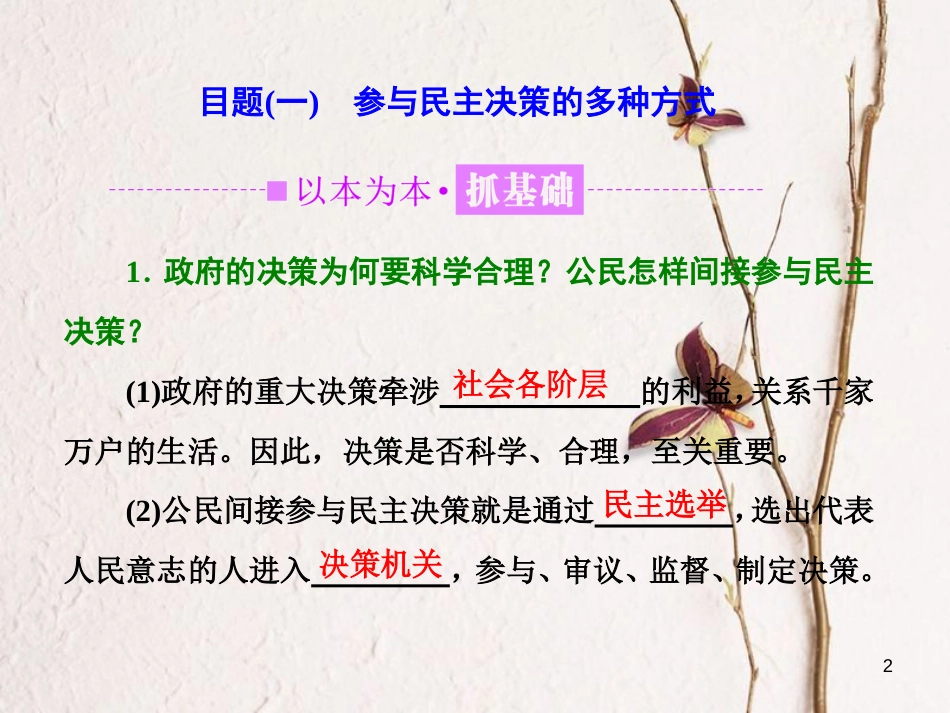 高中政治 第一单元 公民的政治生活 第二课 我国公民的政治参与 第二框 民主决策：作出最佳选择课件 新人教版必修2_第2页