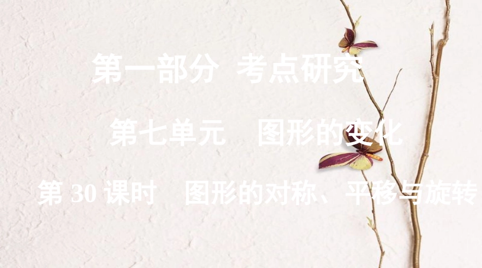 浙江省中考数学复习第一部分考点研究第七单元图形的变化第30课时图形的对称、平移与旋转课件_第1页
