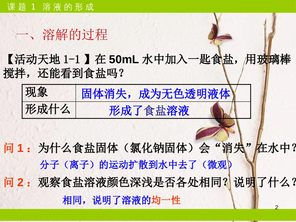 山东省莱州市沙河镇九年级化学全册 第一单元 溶液 第一节 溶液的形成课件 鲁教版五四制_第2页