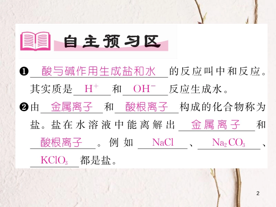 九年级化学下册 第10单元 酸和碱 课题2 酸和碱的中和反应（第1课时）作业课件 （新版）新人教版_第2页