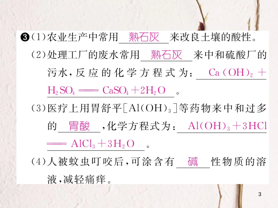 九年级化学下册 第10单元 酸和碱 课题2 酸和碱的中和反应（第1课时）作业课件 （新版）新人教版_第3页