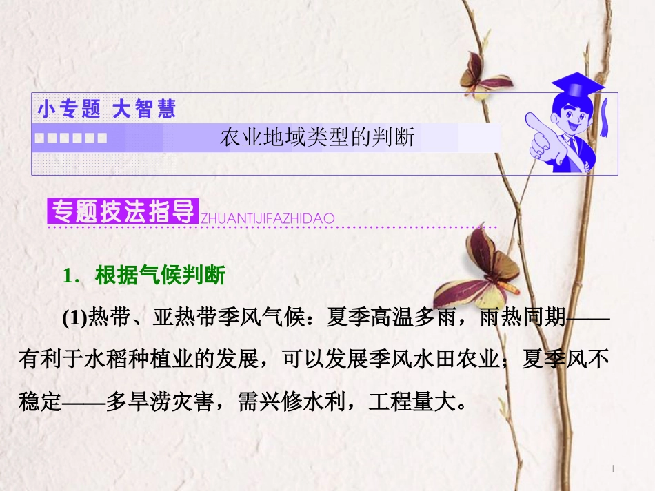 高中地理 第三章 生产活动与地域联系 小专题 大智慧 农业地域类型的判断课件 中图版必修2_第1页
