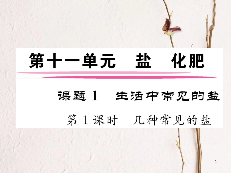 九年级化学下册 第11单元 盐 化肥 课题1 生活中常见的盐 第1课时 几种常见的盐作业课件 （新版）新人教版_第1页