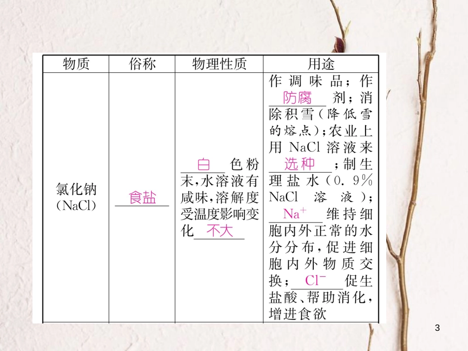 九年级化学下册 第11单元 盐 化肥 几种常见的盐、复分解反应、化学肥料单元小结作业课件 （新版）新人教版_第3页