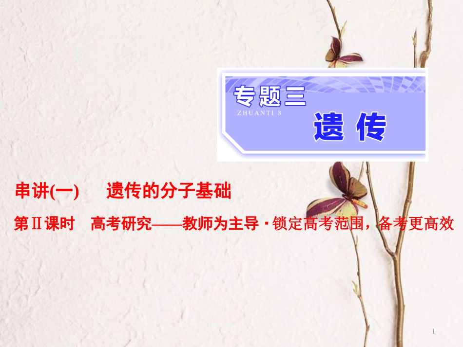 （全国通用）高考生物二轮复习 专题三 遗传 串讲一 遗传的分子基础 第2课时 高考研究课件_第1页