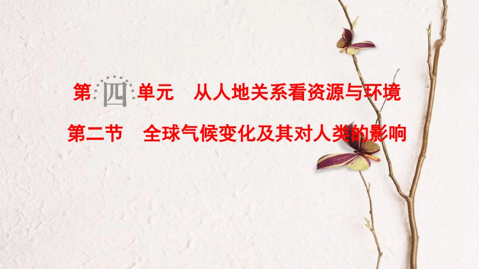 2019版高考地理一轮复习 第4单元 从人地关系看资源与环境 第2节 全球气候变化及其对人类的影响课件 鲁教版(1)_第1页