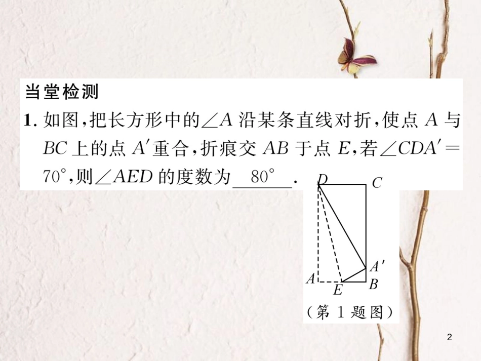 （毕节专版）七年级数学下册 第5章 生活中的轴对称 课题二 探索轴对称的性质当堂检测课件 （新版）北师大版_第2页