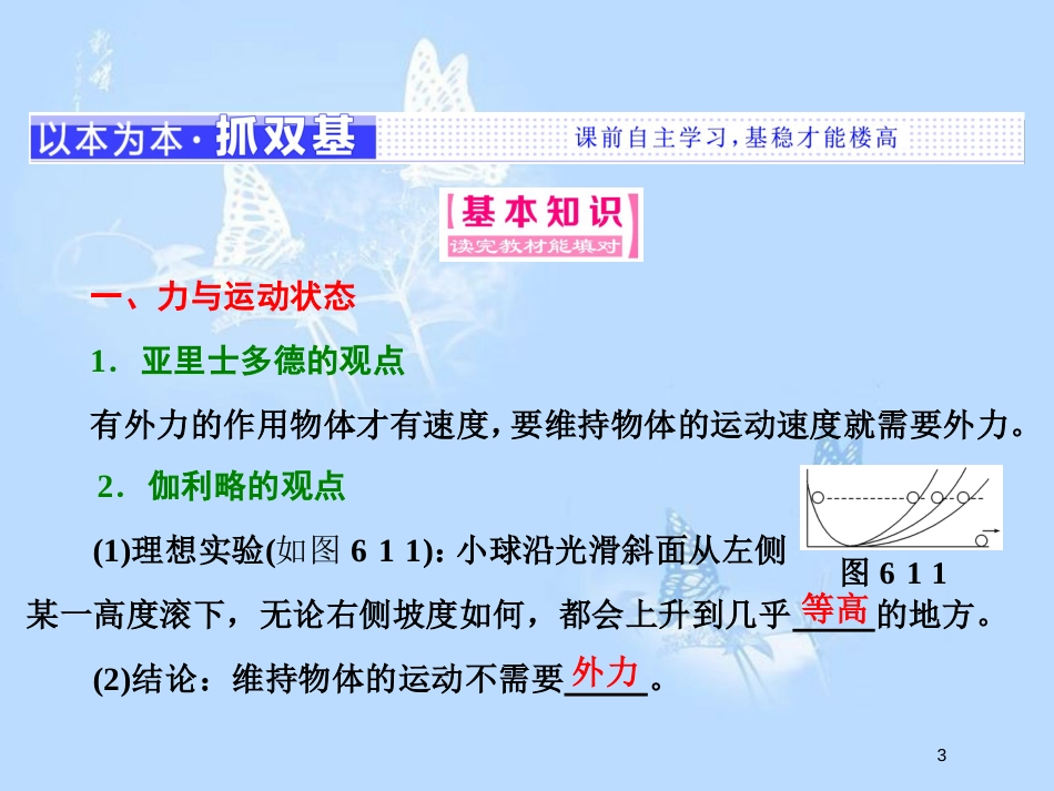 高中物理 第6章 力与运动 第1节 牛顿第一定律课件 鲁科版必修1_第3页