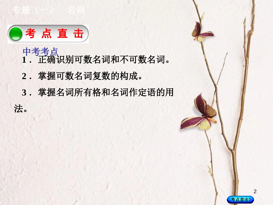 湖南省中考英语总复习 第二部分 语法点击 专题（一）名词课件 人教新目标版_第2页
