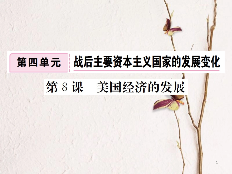 （通用版）九年级历史下册 第四单元 战后主要资本主义国家的发展变化 第8课 美国经济的发展习题课件 新人教版_第1页
