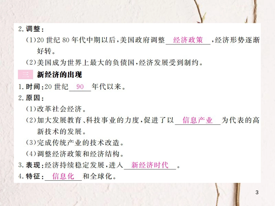 （通用版）九年级历史下册 第四单元 战后主要资本主义国家的发展变化 第8课 美国经济的发展习题课件 新人教版_第3页