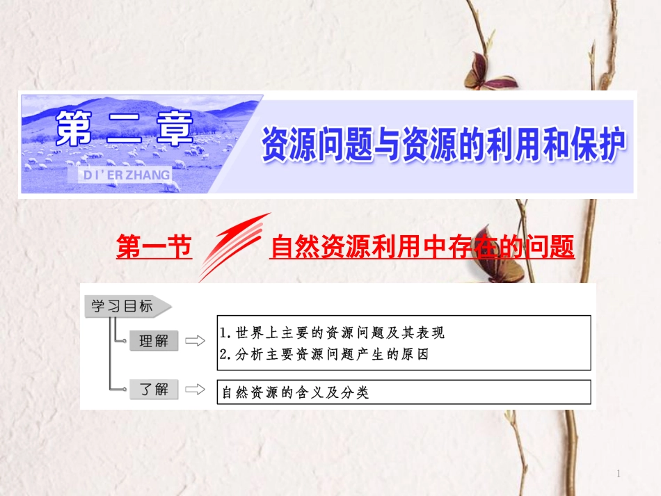 高中地理 第二章 资源问题与资源的利用和保护 第一节 自然资源利用中存在的问题课件 中图版选修6_第1页