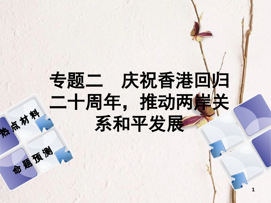 （江西专版）中考政治复习方案 第二部分 专题突破二 庆祝香港回归二十周年，推动两岸关系和平发展课件_第1页