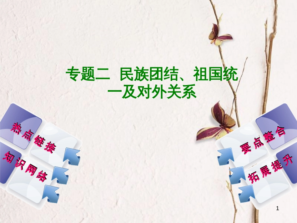 湖南省2018年中考历史复习 专题突破 专题二 民族团结、祖国统一及对外关系课件_第1页