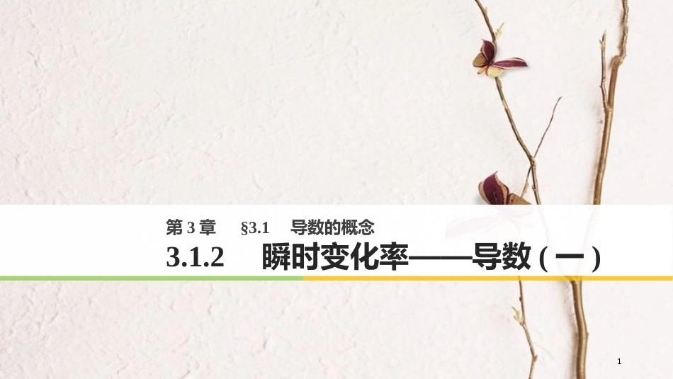 版高中数学 第三章 导数及其应用 3.1.2 瞬时变化率——导数（一）课件 苏教版选修1-1_第1页