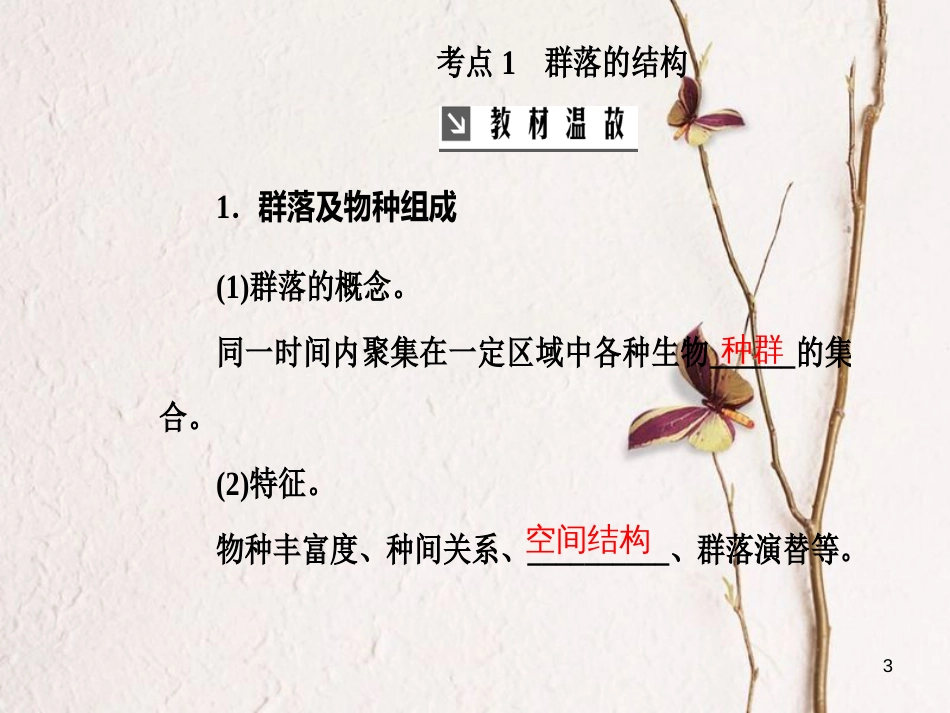2019版高考生物总复习 第九单元 生物与环境 第2讲 群落的结构和演替课件_第3页