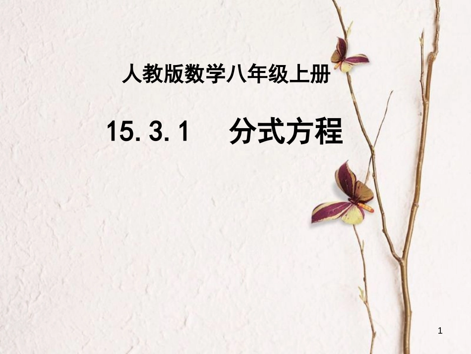 陕西省安康市石泉县池河镇八年级数学上册 15.3 分式方程 15.3.1 分式方程课件 （新版）新人教版_第1页