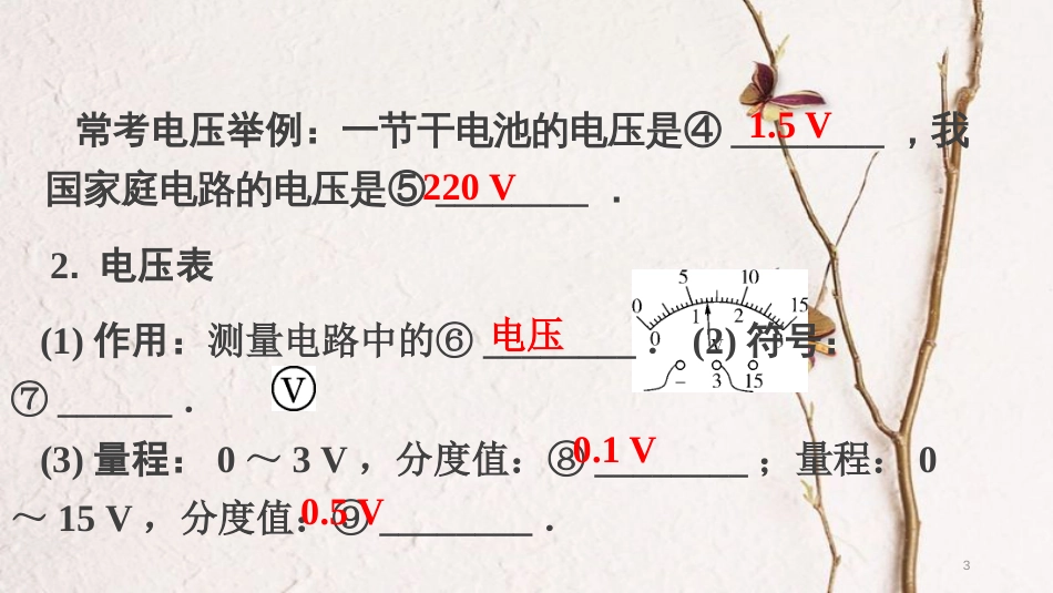 中考物理 基础过关复习集训 第十六章 电压 电阻课件 新人教版_第3页