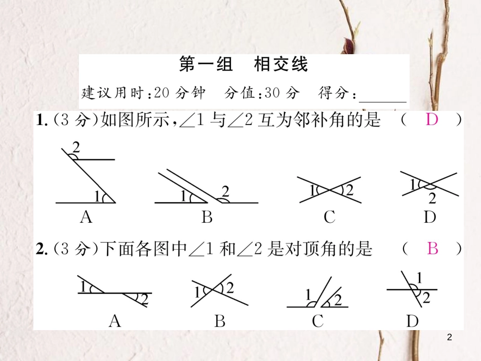 （黔西南专版）七年级数学下册 双休作业（一）作业课件 （新版）新人教版_第2页