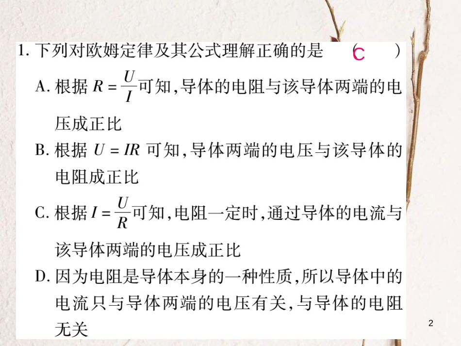 九年级物理全册 第十七章 欧姆定律单元过关检测课件 （新版）新人教版_第2页