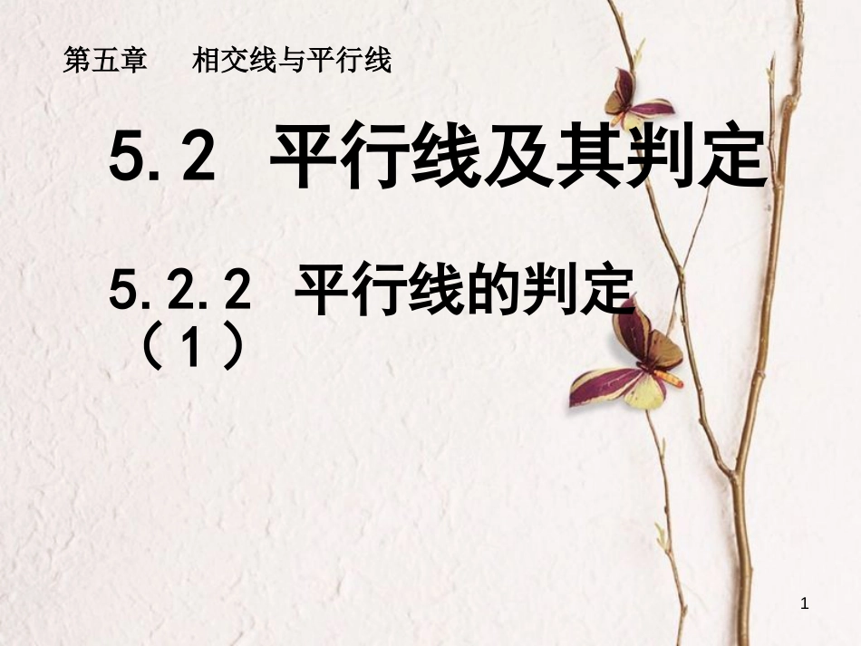 山东省诸城市桃林镇七年级数学下册 第5章 相交线与平行线 5.2 平行线及其判定 5.2.2 平行线的判定（1）课件 （新版）新人教版_第1页