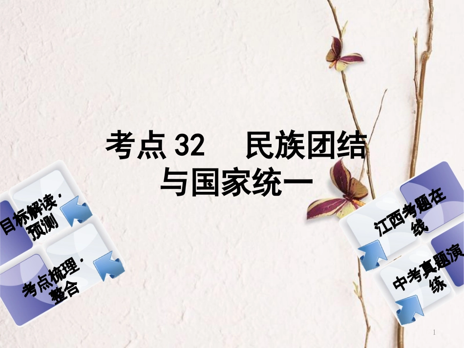 （江西专版）中考政治复习方案 第三单元 国情与责任 考点32 民族团结与国家统一教材梳理课件_第1页