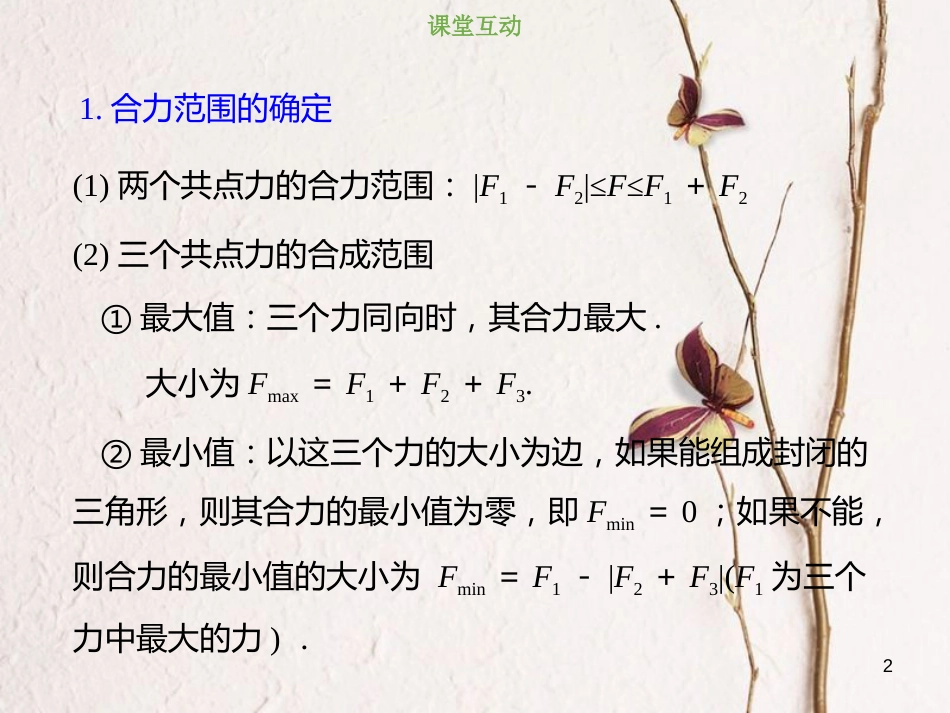 2019版高考物理总复习 第二章 相互作用 2-2-1 考点强化 共点力的合成课件(1)_第2页