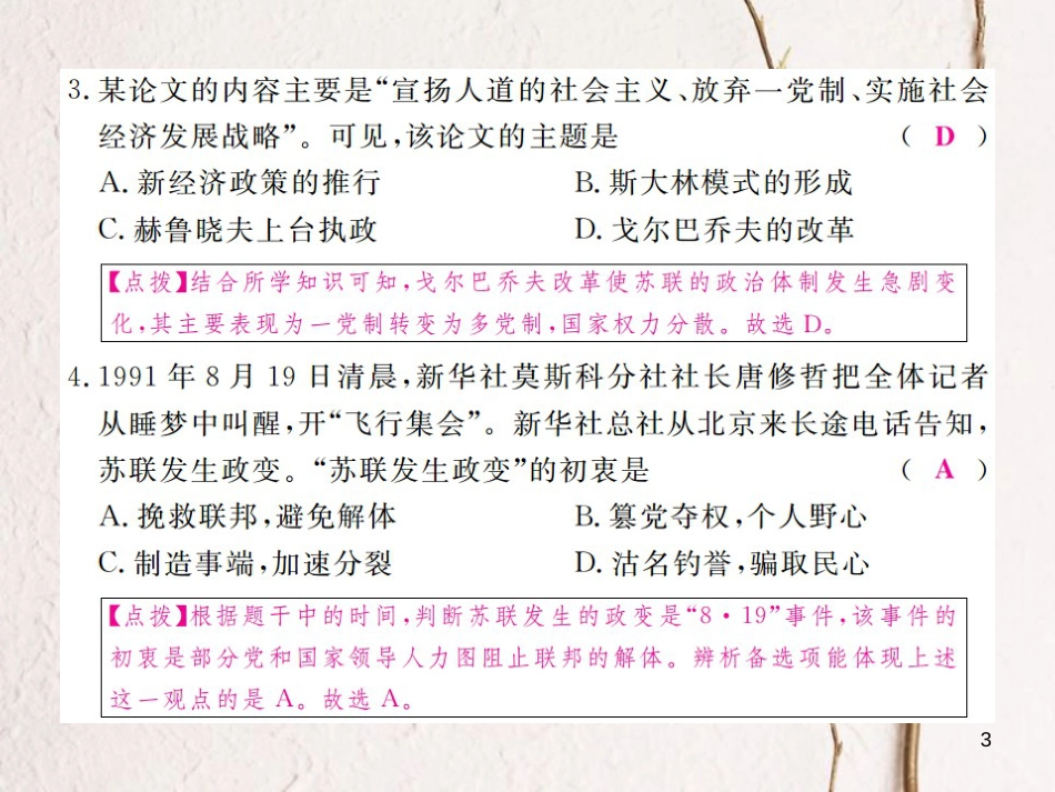 （通用版）九年级历史下册 第五单元 社会主义国家的改革与演变 第六单元 检测卷课件 新人教版_第3页