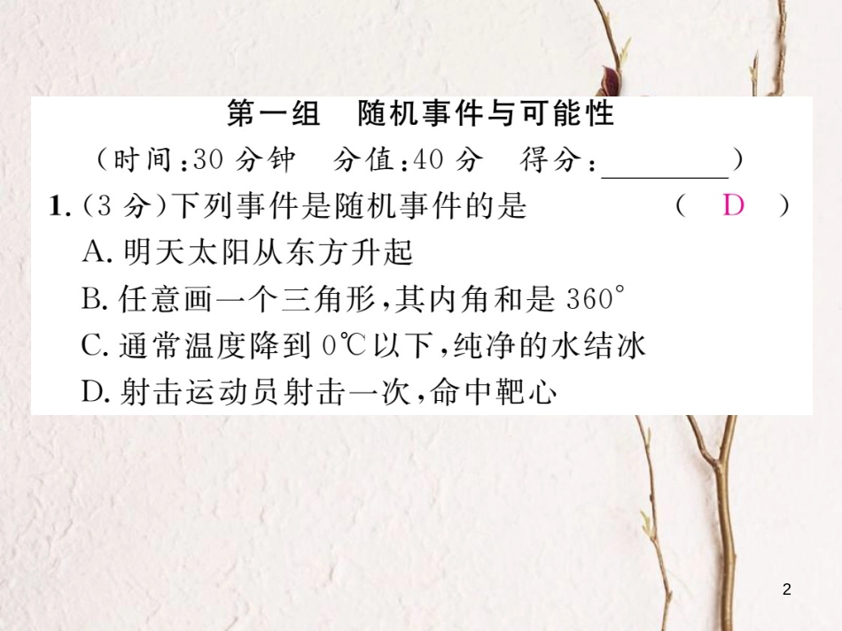 九年级数学下册 双休作业（10）作业课件 （新版）湘教版_第2页