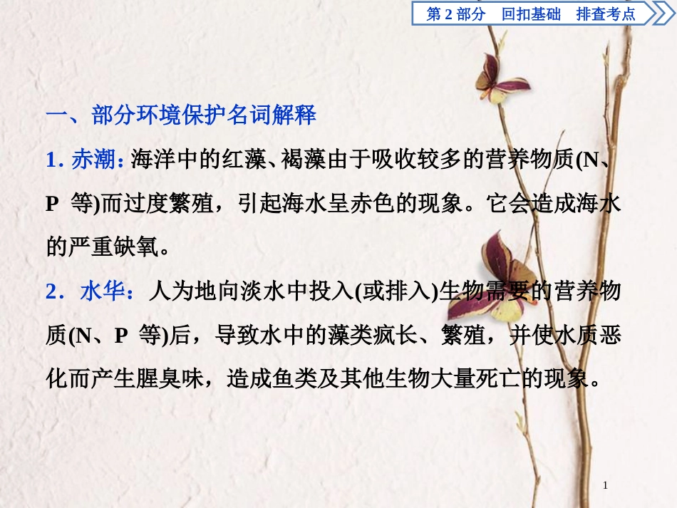 高考化学二轮复习 专题复习回扣基础 排查考点一、部分环境保护名词解释课件_第1页