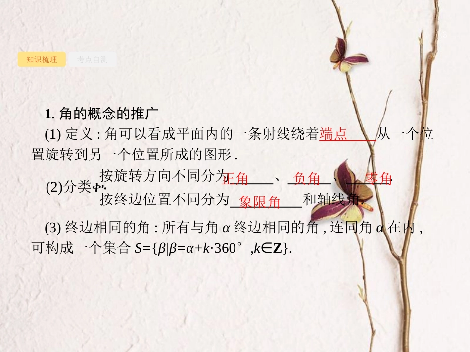 高考数学 第四章 三角函数、解三角形 4.1 任意角、弧度制及任意角的三角函数课件 文 新人教A版_第3页