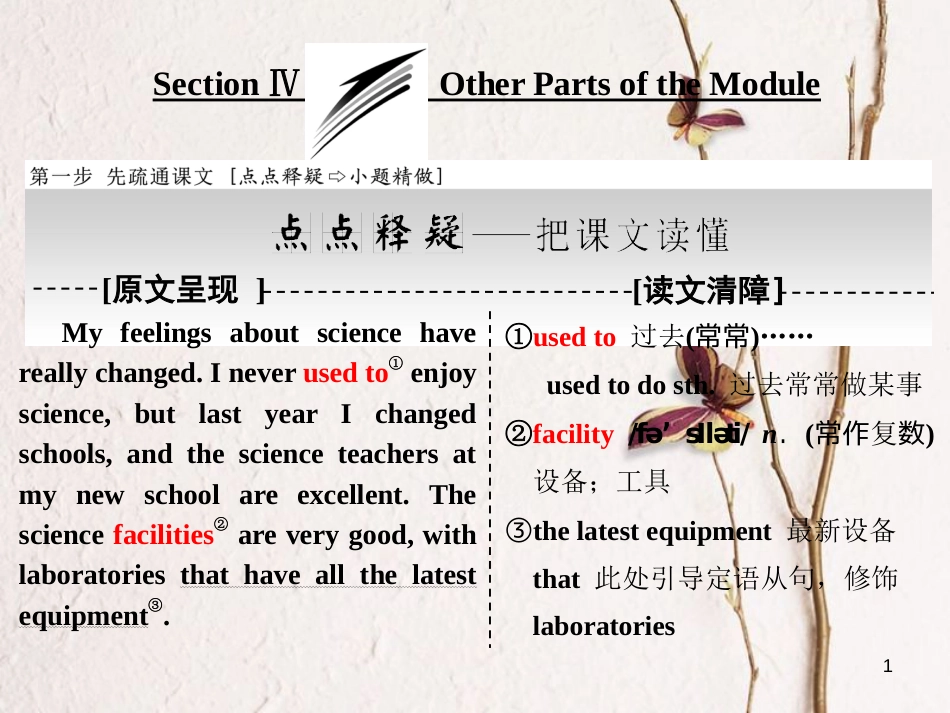 高中英语 Module 5 A Lesson in a Lab Section Ⅳ Other Parts of the Module课件 外研版必修1_第1页