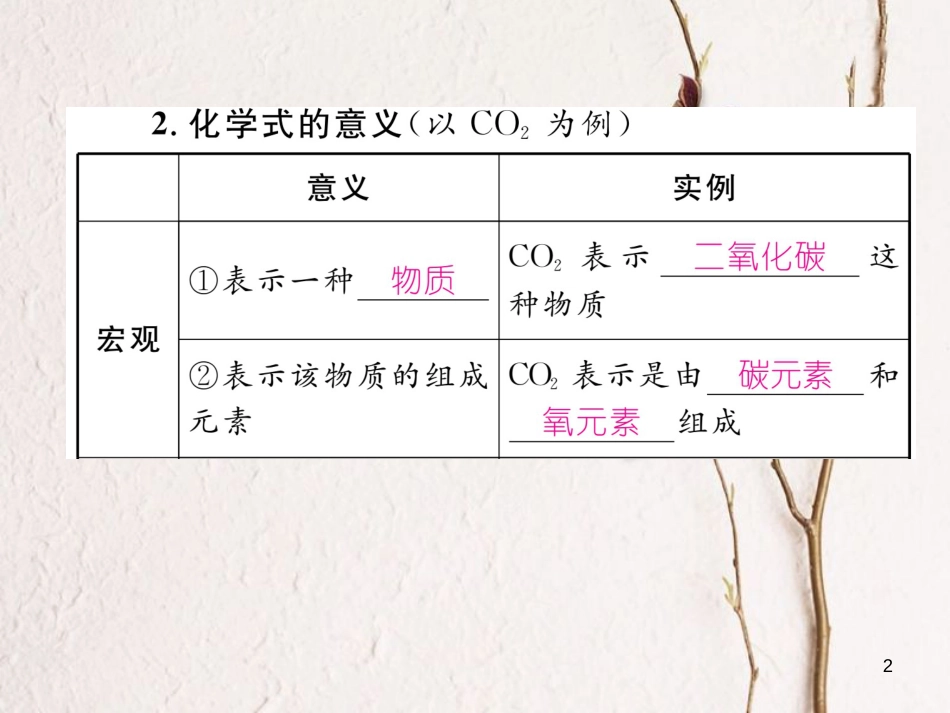 （青海专版）中考化学复习 第1编 教材知识梳理篇 第4单元 自然界的水 课时2 化学式和化合价中考考点清单（精讲）课件_第2页