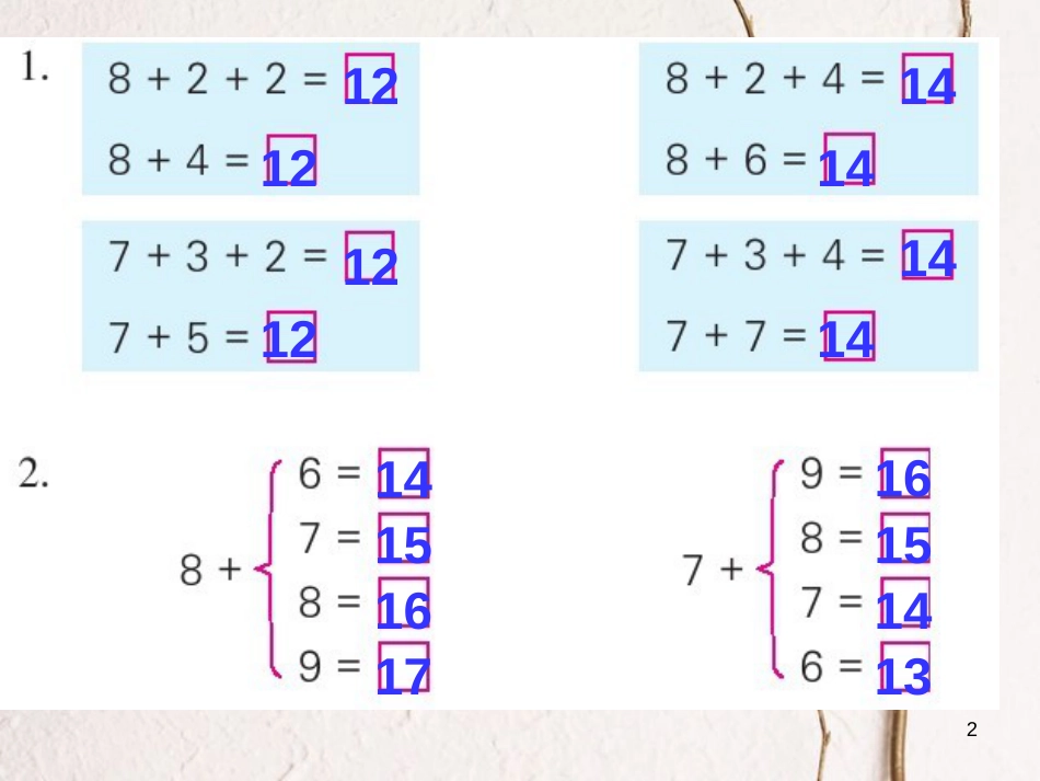 一年级数学上册 第10单元《20以内的进位加法》《练习十二》课件 苏教版_第2页