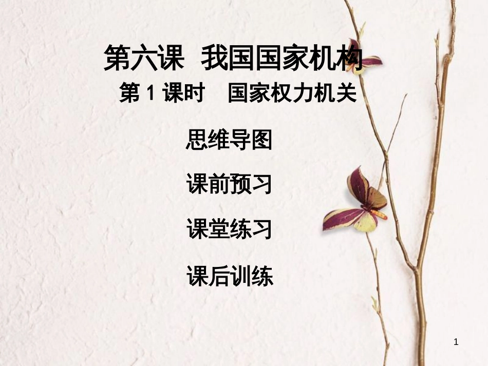 八年级道德与法治下册 第三单元 人民当家作主 第六课 我国国家机构 第1框 国家权力机关习题课件 新人教版[共33页]_第1页