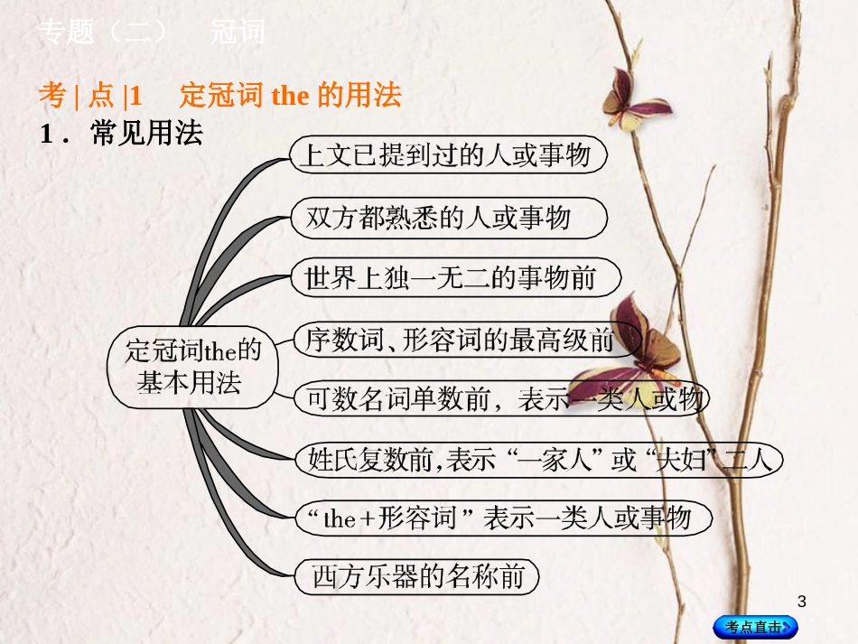 湖南省中考英语总复习 第二部分 语法点击 专题（二）冠词课件 人教新目标版_第3页
