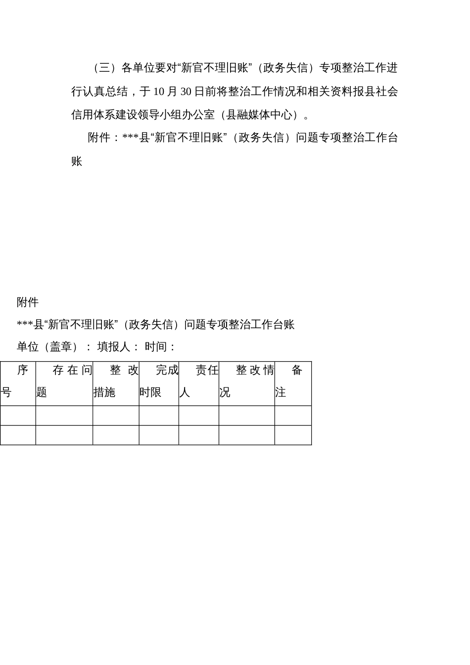 县“新官不理旧账”（政务失信）问题专项整治工作方案_第3页