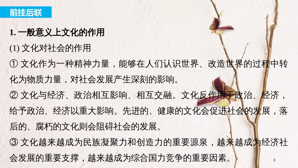 2019届高考政治一轮复习 第九单元 文化与生活 单元综合提升课件 新人教版必修3_第3页
